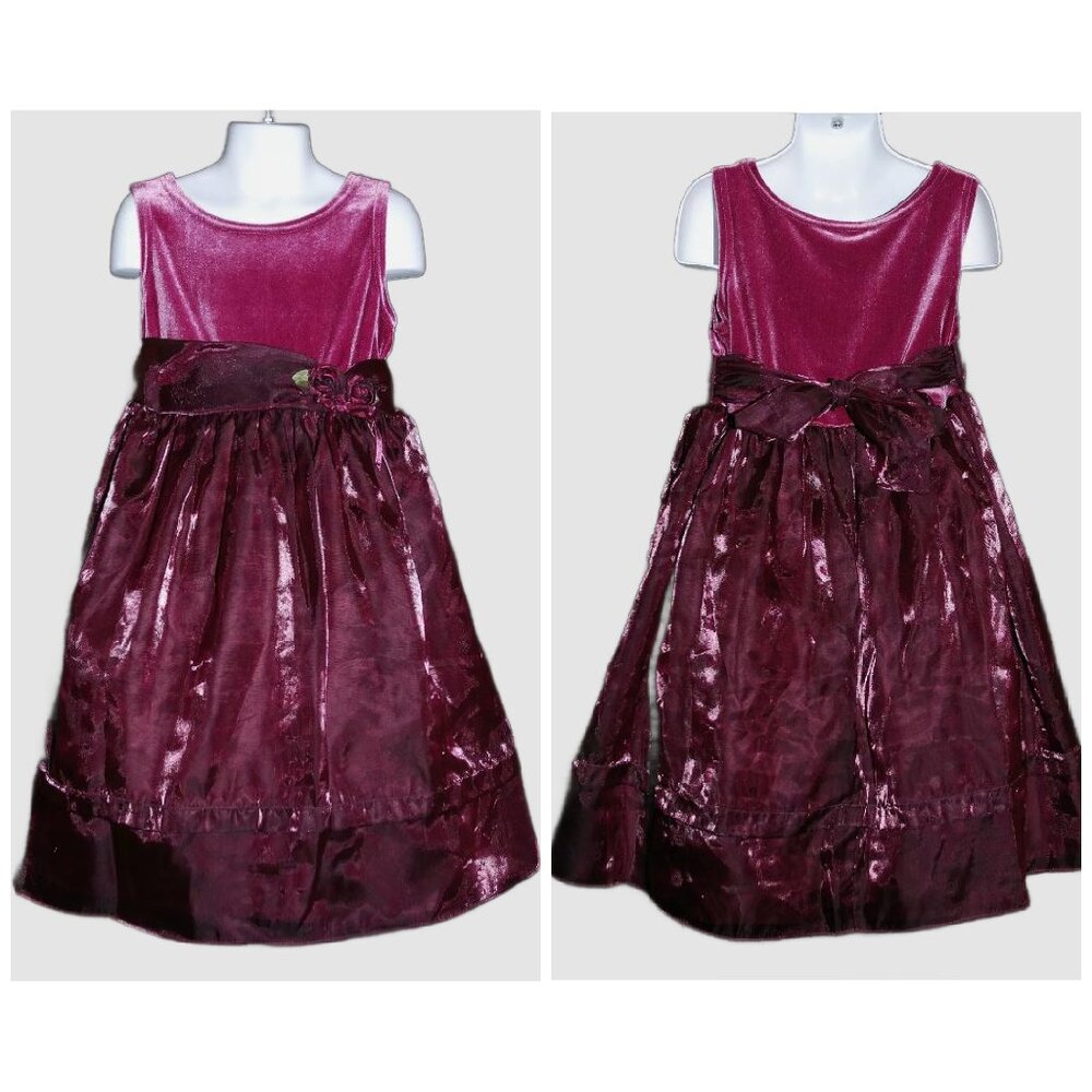 George Size 6 Girls Holiday Dress Lavender Iridescent Illusion Velour Wedding